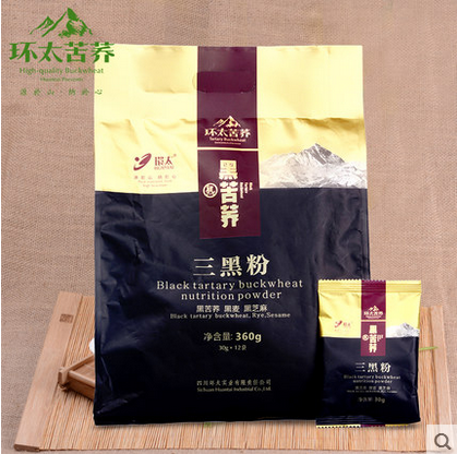 四川环太凉山黑苦荞芝麻黑麦杂粮营养早餐糊 三黑粉360g*2