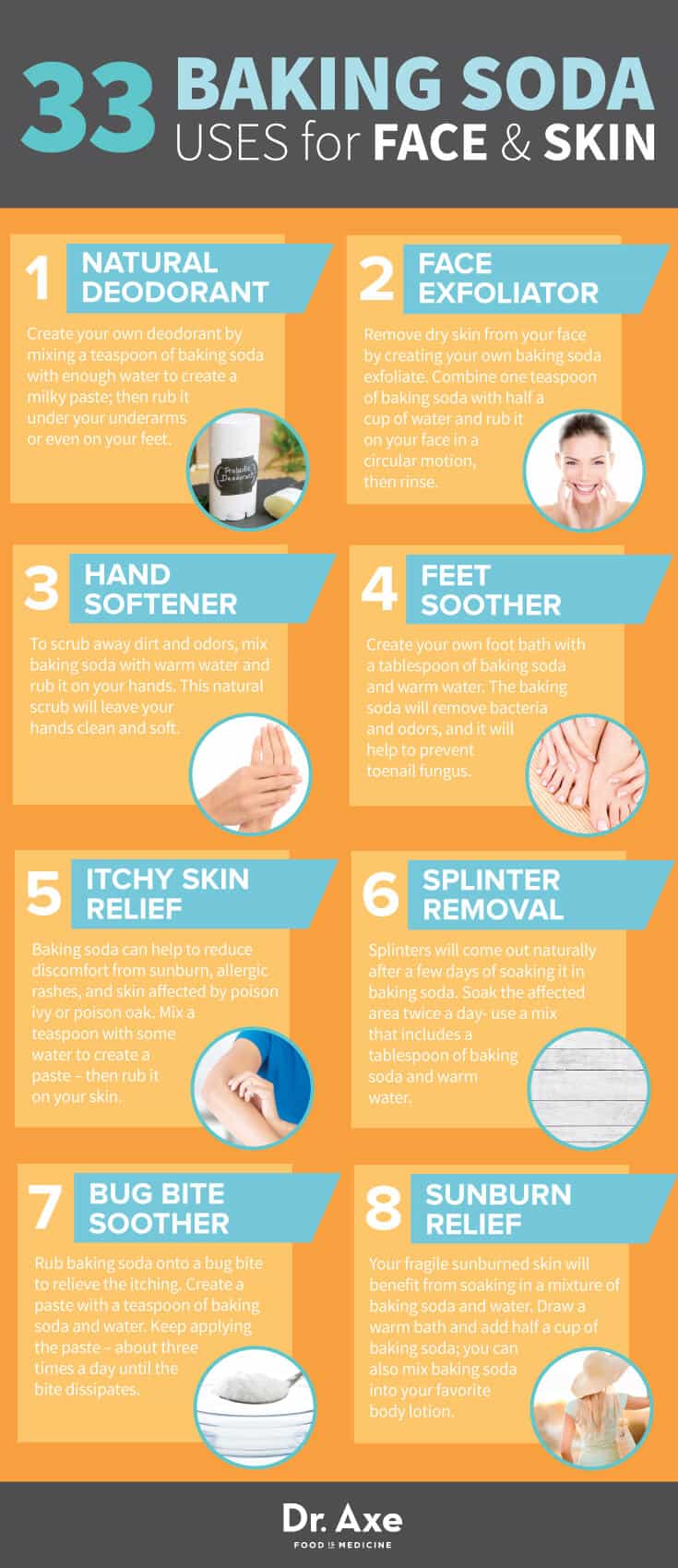 Baking Soda Uses for Skin & Face list infographic