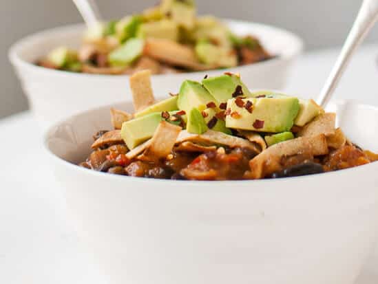 Butternut Squash Chipotle Chili with Avocado