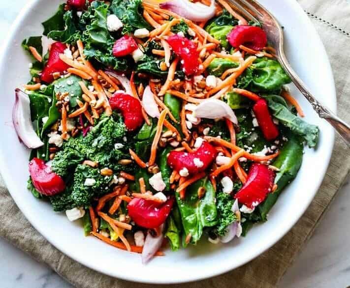 Honey-Roasted Rhubarb Power Greens Salad