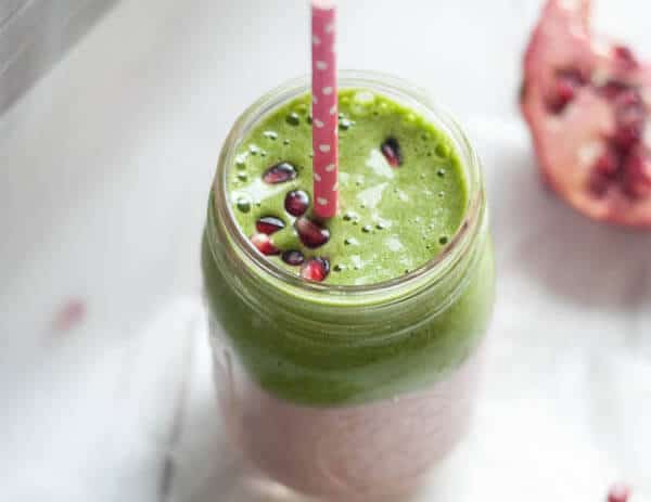 Strawberry Pomegranate Green Smoothie