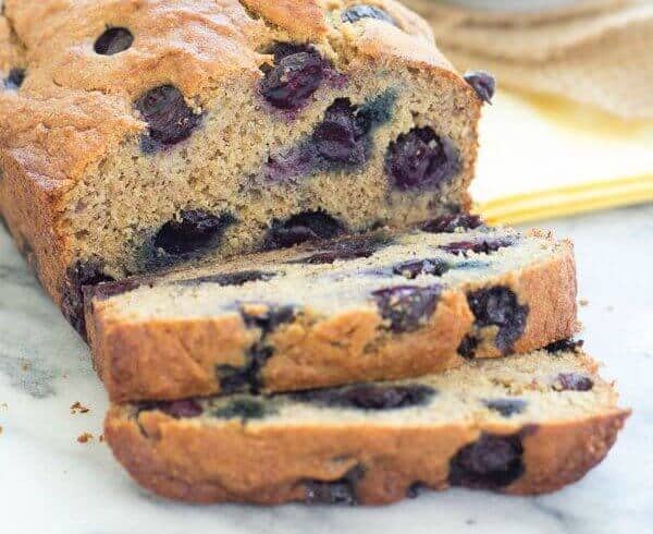 Whole Wheat, Refined Sugar-Free Blueberry Banana Bread