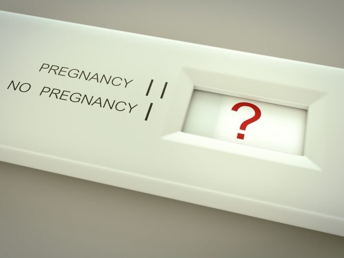 A graphic displaying a pregnancy test