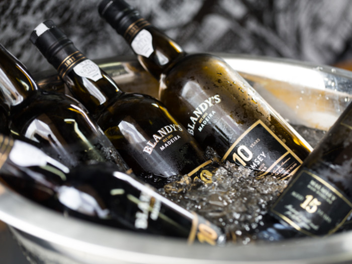 A bucket full of Blandy's Madeira wine