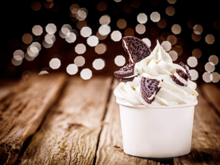 Frozen yogurt in a bowl