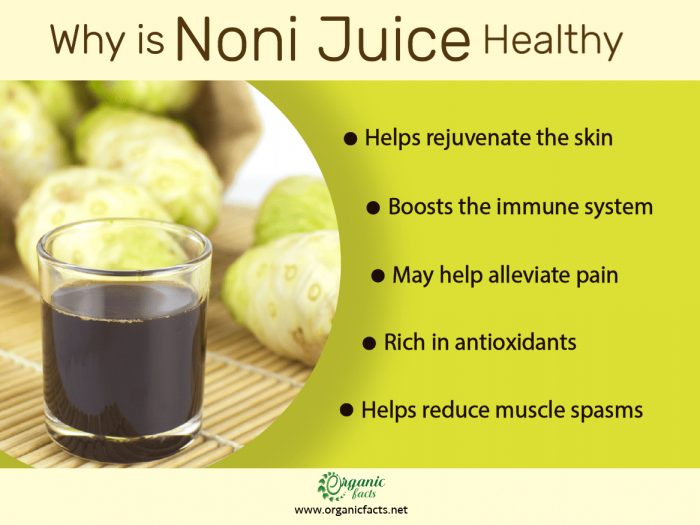 Health benefits of noni juice infographic